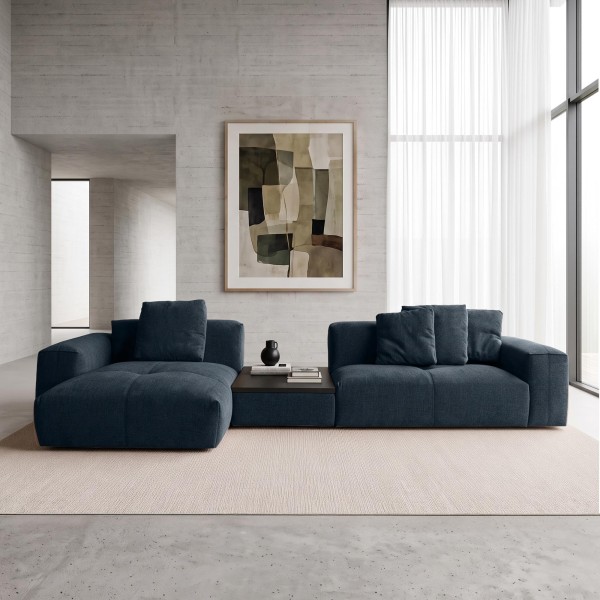 Hoekzetel 5-zits met chaise longue links en geïntegreerde salontafel - Olya