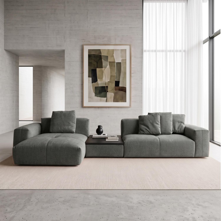 Hoekzetel 5-zits met chaise longue links en geïntegreerde salontafel - Olya