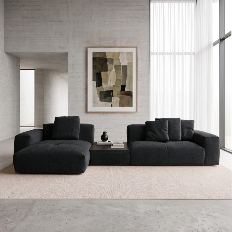 Hoekzetel 5-zits met chaise longue links en geïntegreerde salontafel - Olya