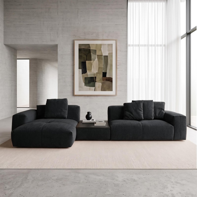 Hoekzetel 5-zits met chaise longue links en geïntegreerde salontafel - Olya