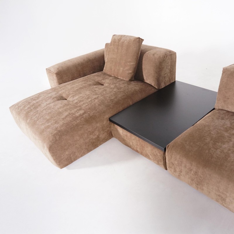 Hoekzetel 5-zits met chaise longue links en geïntegreerde salontafel - Olya
