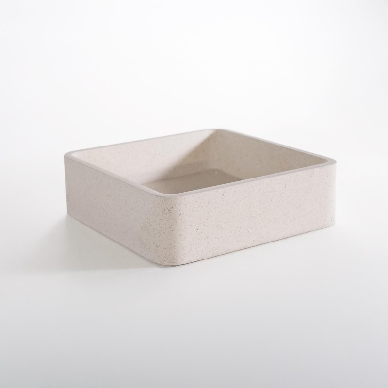 Vierkante waskom in witte terrazzo 40 x 40 cm - Kalani