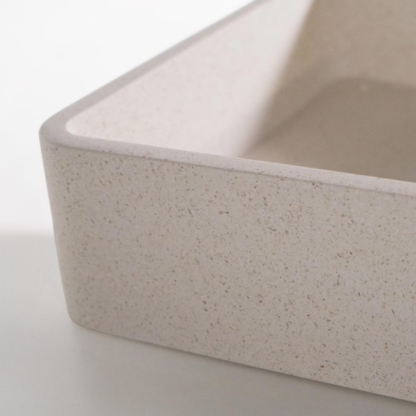 Vierkante waskom in witte terrazzo 40 x 40 cm - Kalani