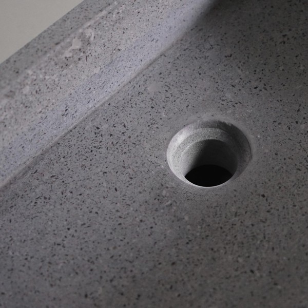 Rechthoekige waskom in grijze terrazzo 50 x 30 cm - Nohea