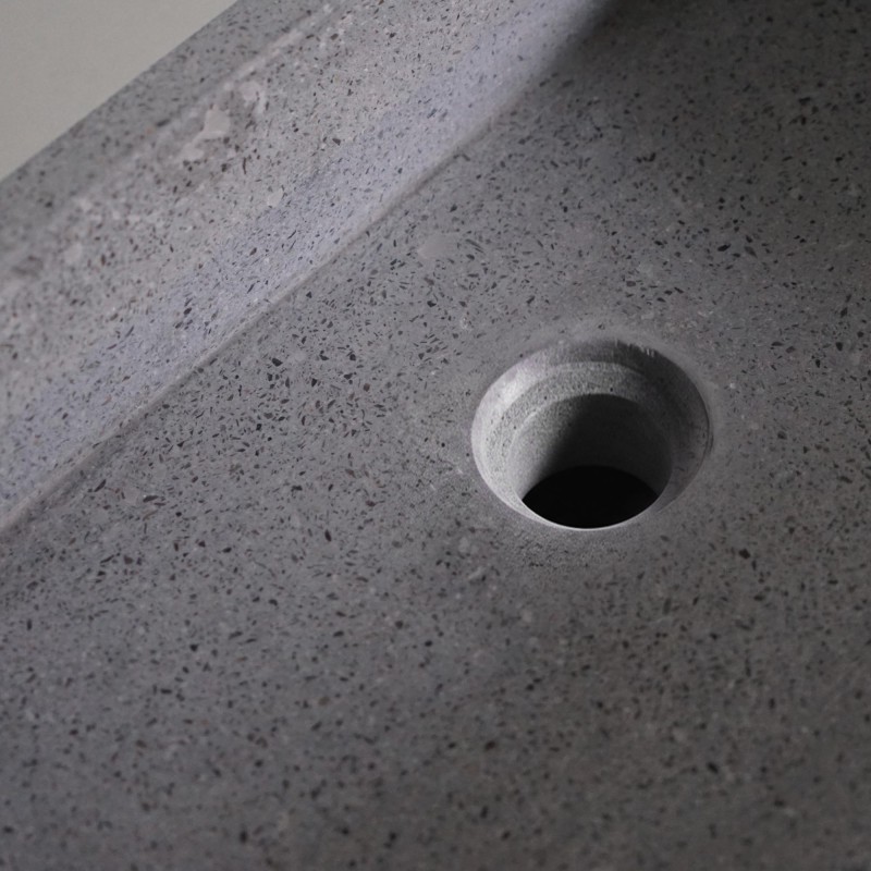 Rechthoekige waskom in grijze terrazzo 50 x 30 cm - Nohea