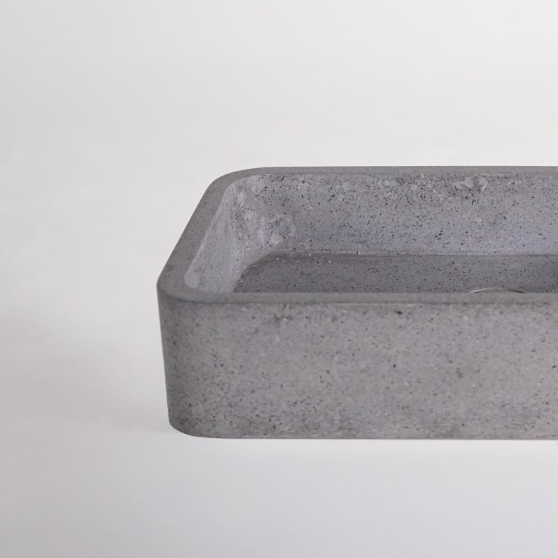 Rechthoekige waskom in grijze terrazzo 50 x 30 cm - Nohea