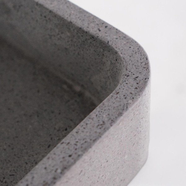 Rechthoekige waskom in grijze terrazzo 50 x 30 cm - Nohea