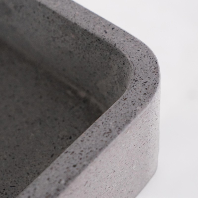 Rechthoekige waskom in grijze terrazzo 50 x 30 cm - Nohea