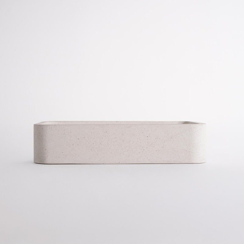 Rechthoekige waskom in witte terrazzo 50 x 30 cm - Nohea