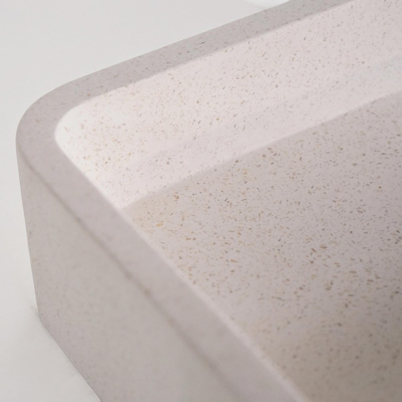 Rechthoekige waskom in witte terrazzo 50 x 30 cm - Nohea