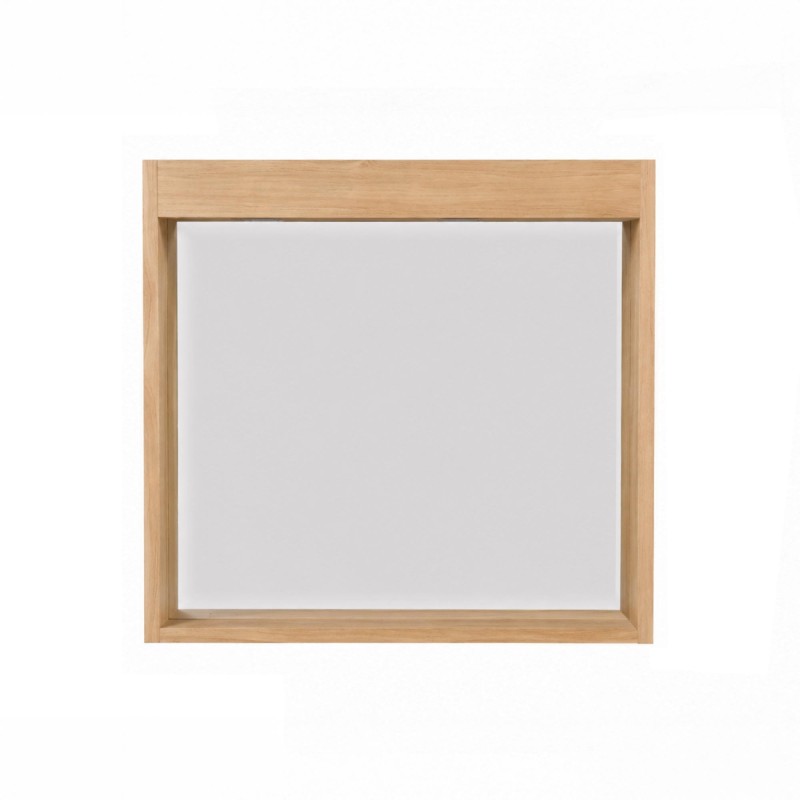 Rechthoekige spiegel 80 cm met massief houten frame en ruimte voor lampen