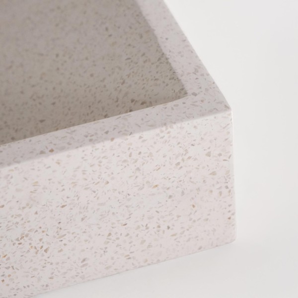 Vierkante waskom in witte terrazzo 40 x 40 cm - Maile