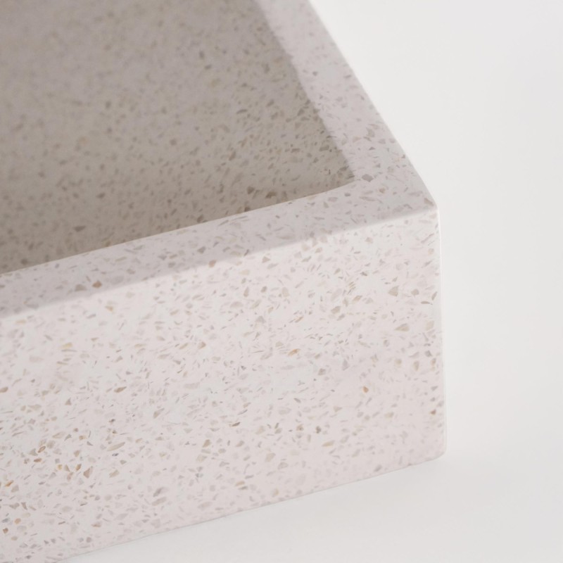 Vierkante waskom in witte terrazzo 40 x 40 cm - Maile