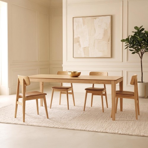 Eettafel in eikenhout 200 x 100 cm met verlengblad van 85 cm