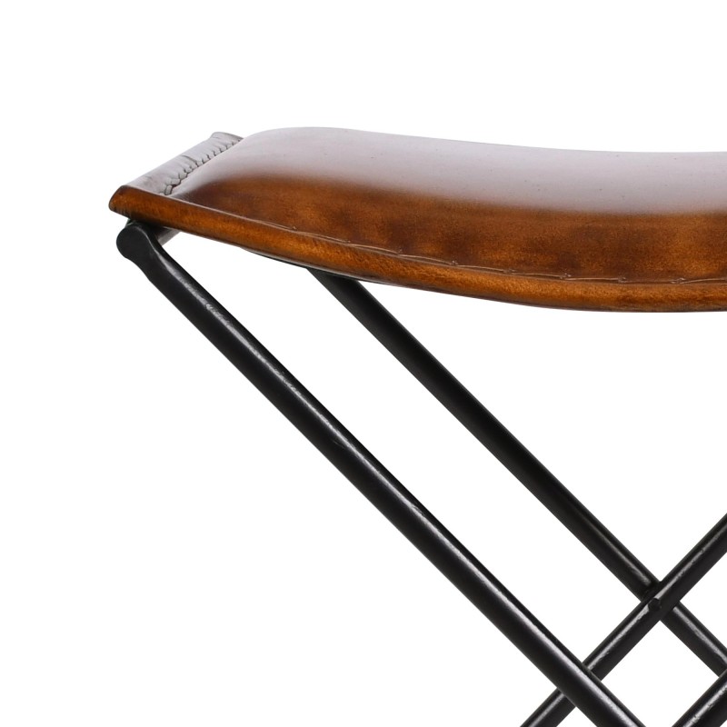 Plooibare Vintage lederen bijzet kruk - Smart