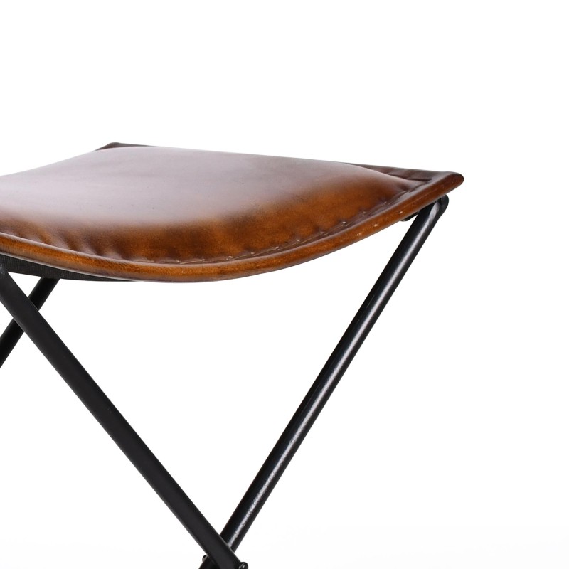 Plooibare Vintage lederen bijzet kruk - Smart