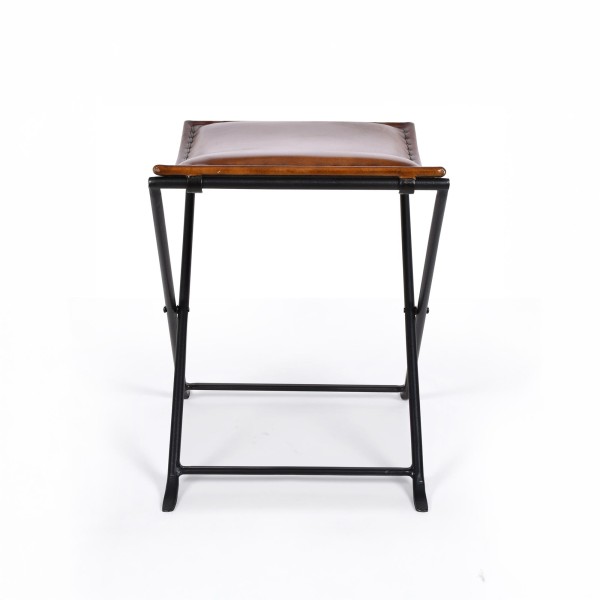 Plooibare Vintage lederen bijzet kruk - Smart