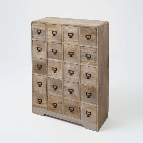 Massief houten opbergmeubel met laden