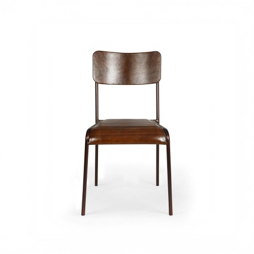 Metaal en vintage lederen stoel - Back to school