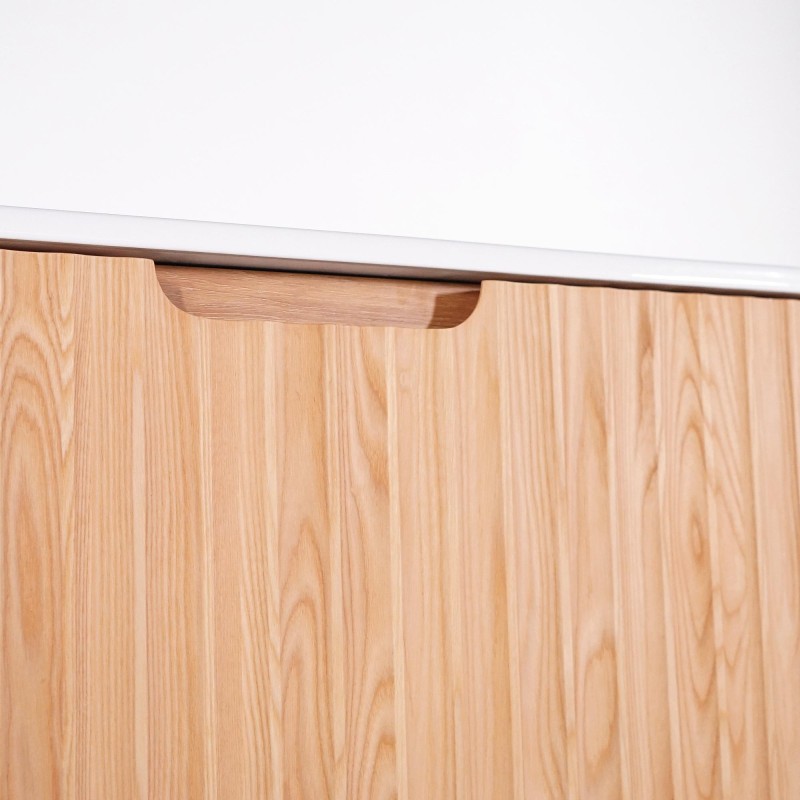Zwevend badkamermeubel met dubbele wastafel van naturel acaciahout 120 cm - Sphene