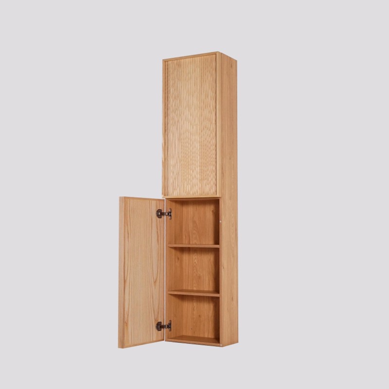 Zwevende badkamerkolomkast in licht walnoothout 160 cm - Carnelian