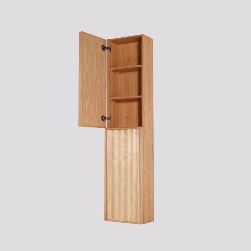Zwevende badkamerkolomkast in licht walnoothout 160 cm - Carnelian