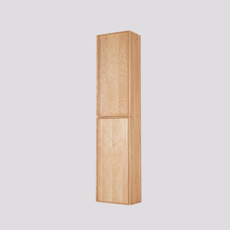 Zwevende badkamerkolomkast in licht walnoothout 160 cm - Carnelian