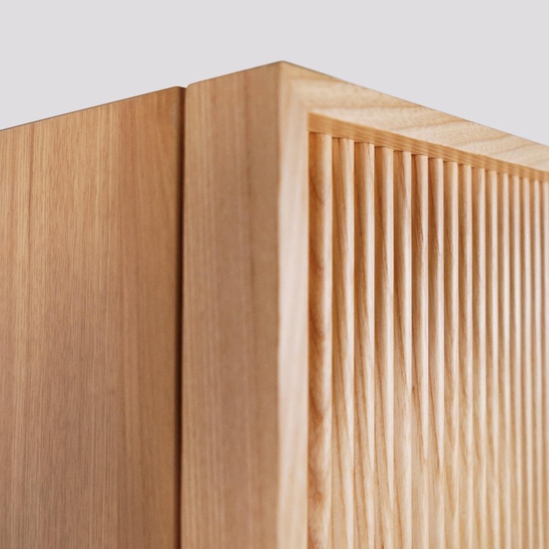 Zwevende badkamerkolomkast in licht walnoothout 160 cm - Carnelian