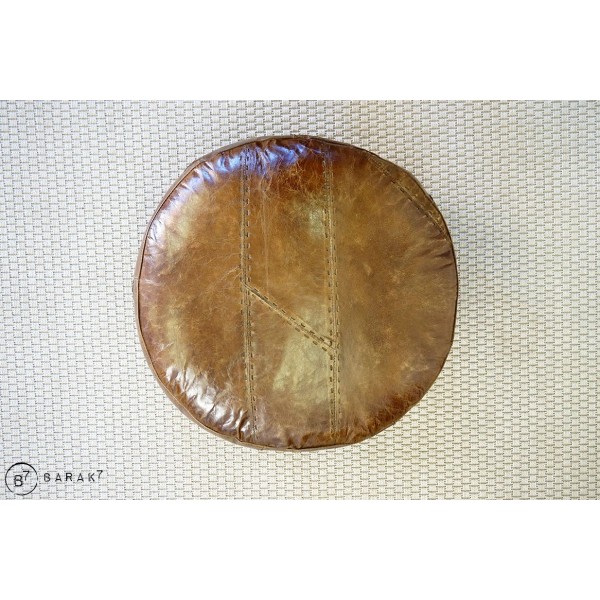 Pouf rond en cuir Patchwork