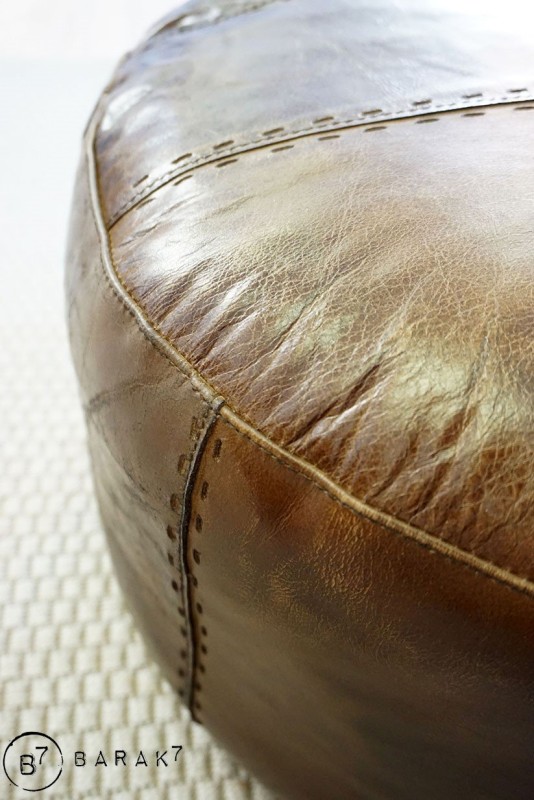 Ronde lederen poef Patchwork