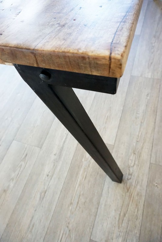 Vintage hout en metalen tafel - Retro Archi
