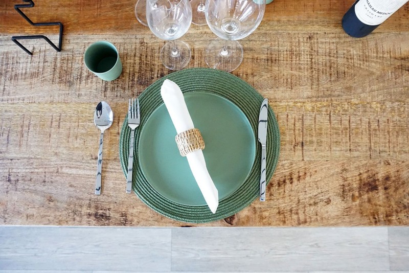 Vintage hout en metalen tafel - Retro Archi