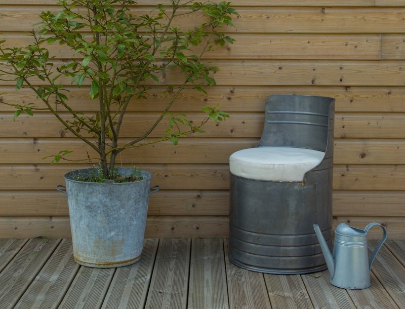 Industriële olievat fauteuil metaal