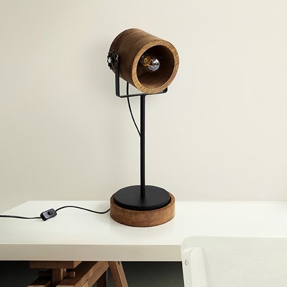 Houten en metalen tafellamp - Woody