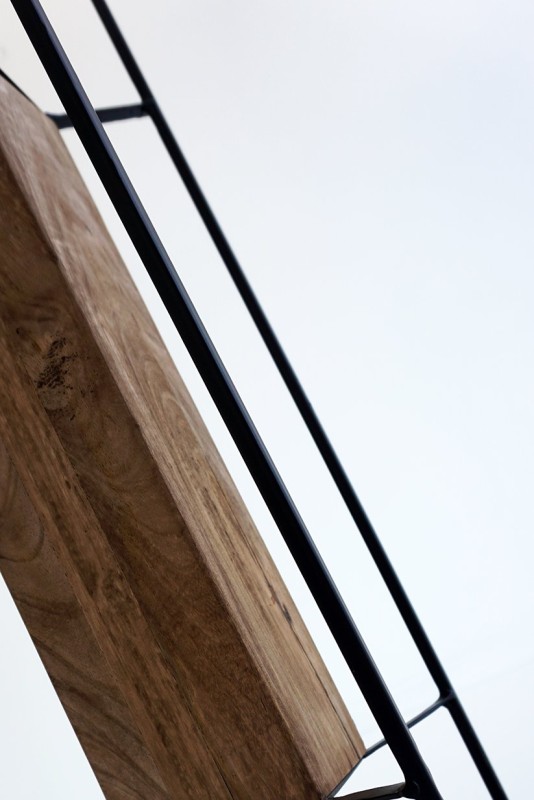 Industriële staande lamp hout en metaal 100 cm - Totem