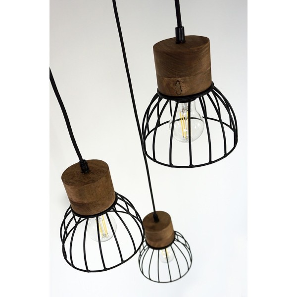 Suspension industrielle 4 lampes - Metalika