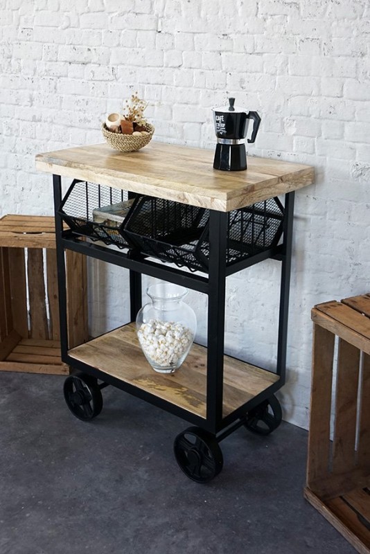 industriële serveertafel met 2 rekken