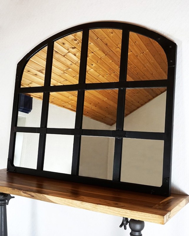 Industriële spiegel design zwart 120 x 100 cm