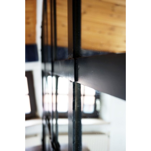 Industriële spiegel design zwart 120 x 100 cm