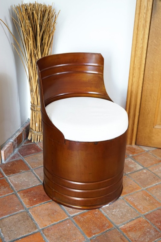 Industriële olievat fauteuil brons