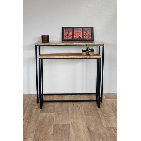 Double console bois et métal