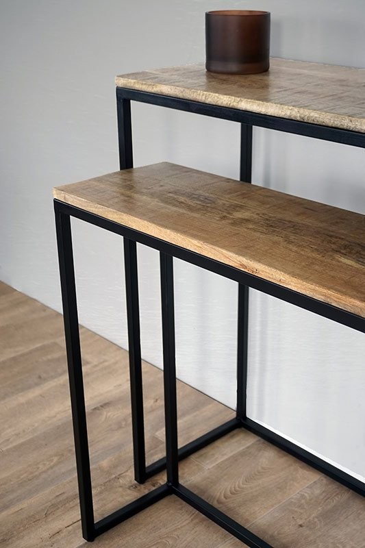 Dubbele console hout en metaal