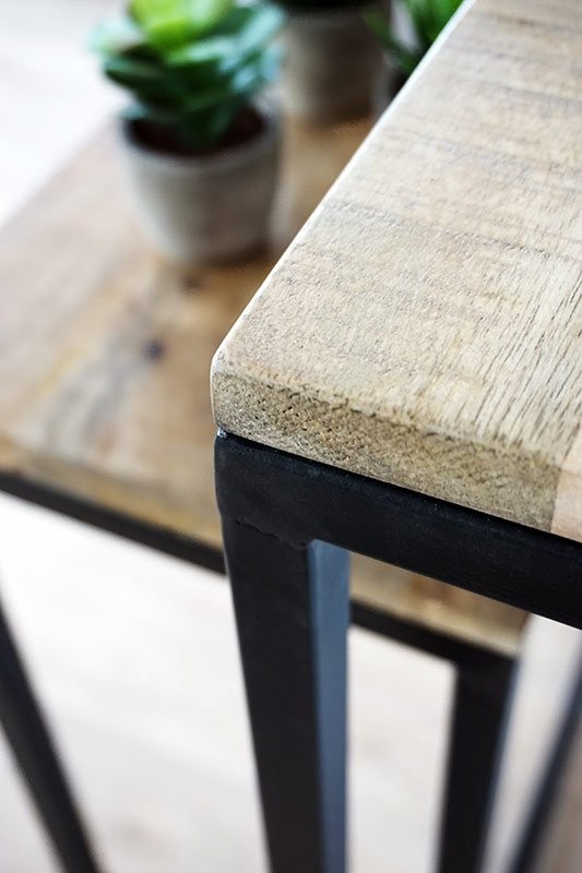 Dubbele console hout en metaal