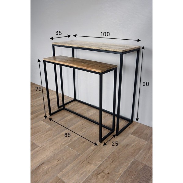 Double console bois et métal