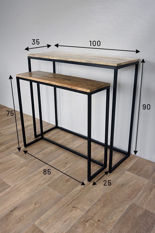 Dubbele console hout en metaal