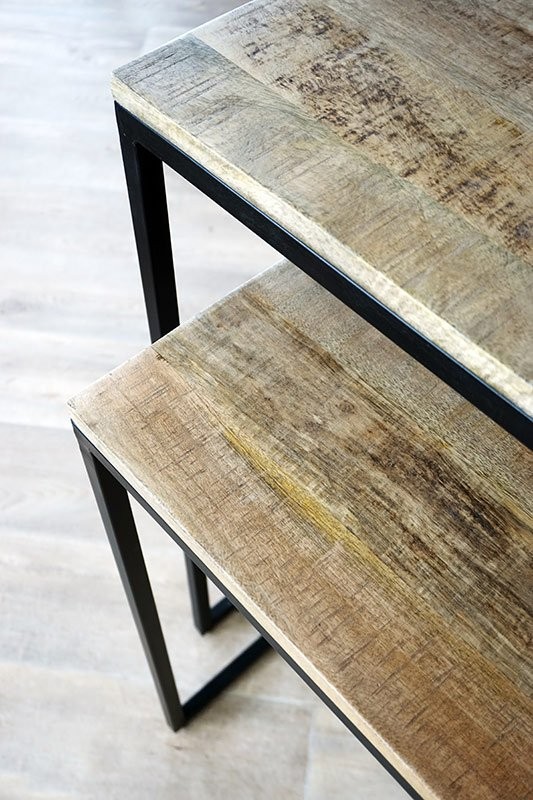 Dubbele console hout en metaal