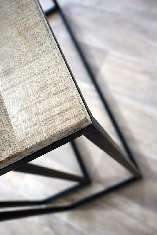 Dubbele console hout en metaal