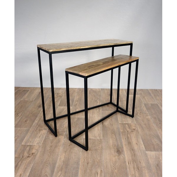 Double console bois et métal