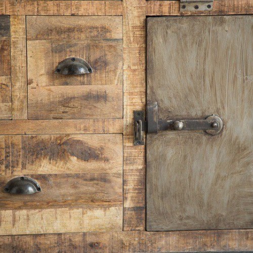 Industrieel dressoir met deuren antieke afwerking