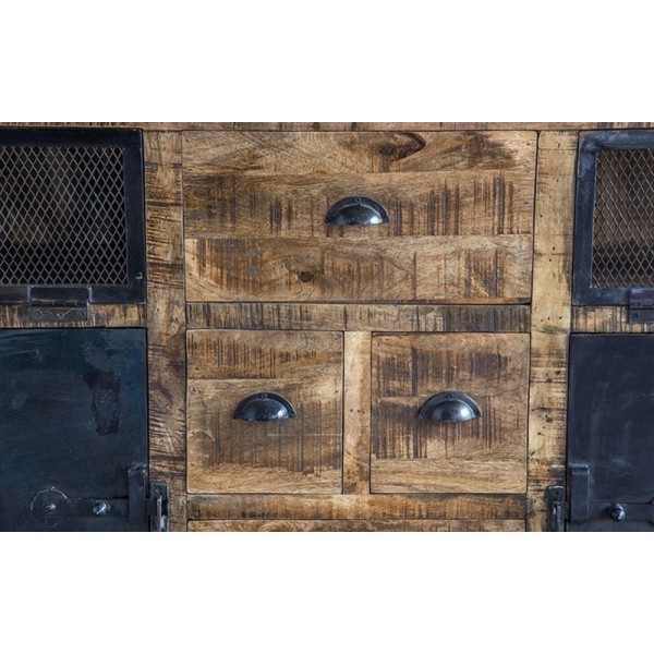 Industrieel dressoir met deuren carbonafwerking